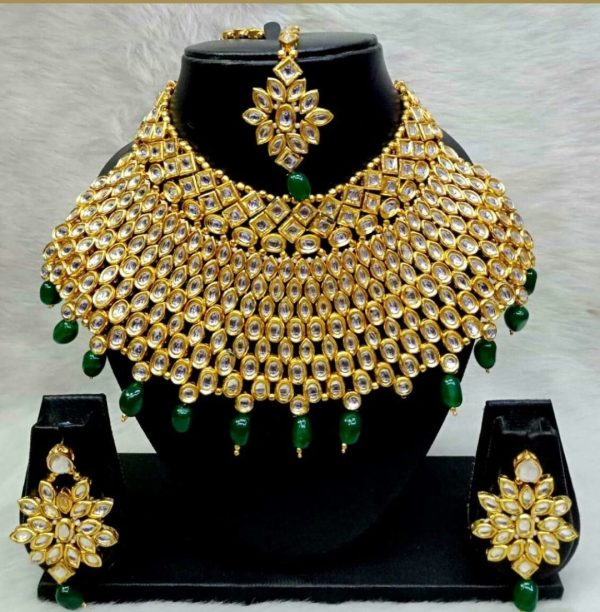 Elegant Indian Traditional Wedding Wear Kundan Pearl Encrusted Choker Necklace Set with Earrings Ethnic Bollywood Party Cheap