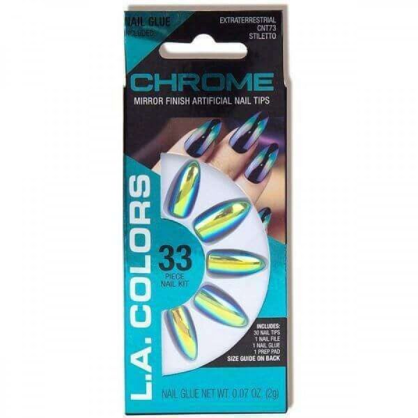 La Colors Chrome Mirror Finish Artificial Nails Tips-Stiletto For Discount