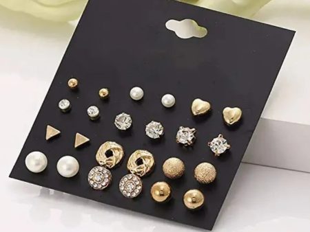 12 Pairs Faux Pearls Earrings. Fashion