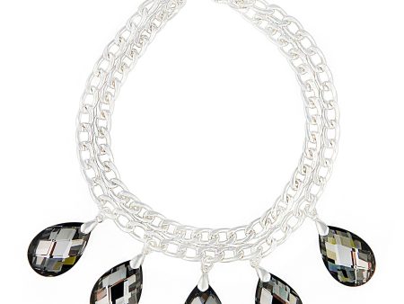 CROWNED IN CRYSTAL STATEMENT NECKLACE (CHROMIUM GREY) Online