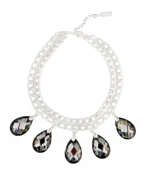 CROWNED IN CRYSTAL STATEMENT NECKLACE (CHROMIUM GREY) Online