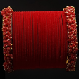 Red velvet bangles set with red pearl kadas For Cheap