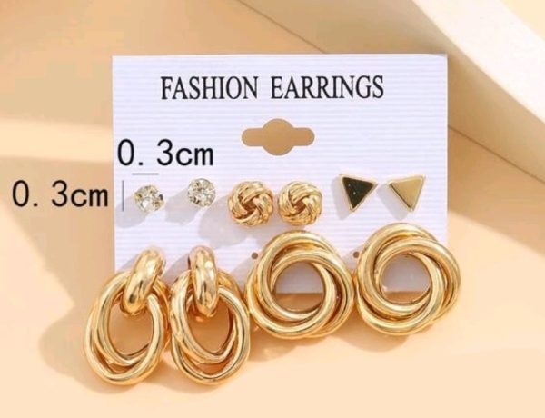 5 Pairs Golden Earrings. For Cheap