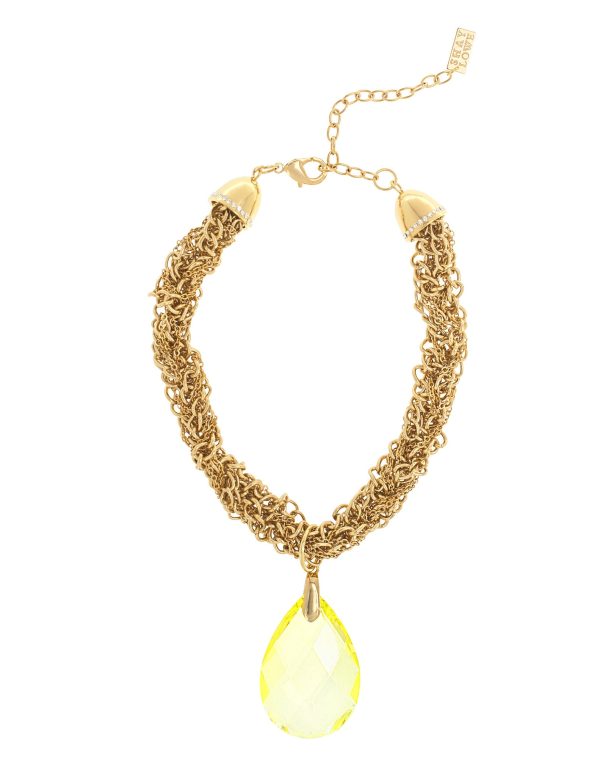 GLAMOUR TWIST STATEMENT NECKLACE (YELLOW) Hot on Sale