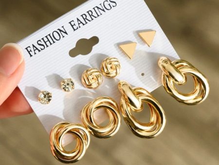 5 Pairs Golden Earrings. For Cheap