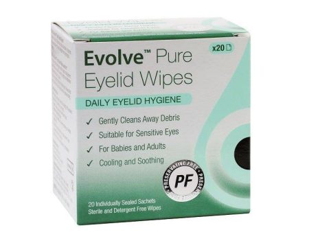 Evolve Pure Eyelid Wipes 20’s For Sale