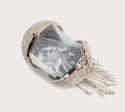 Silver Diamante Tassel Sphere Clutch. Fashion