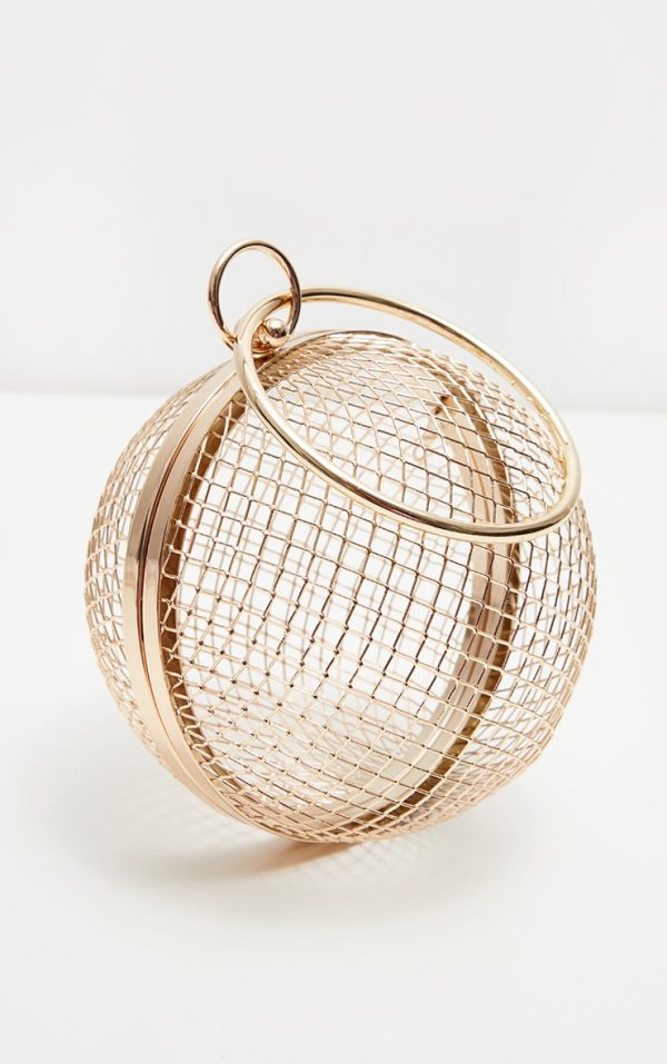 Gold Caged Sphere Clutch. Discount