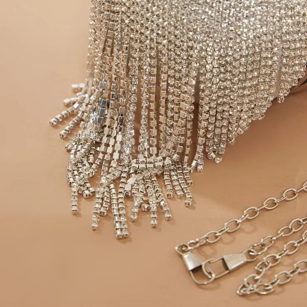 Silver Diamante Tassel Sphere Clutch. Fashion