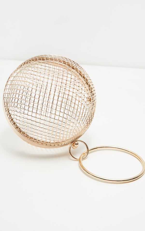 Gold Caged Sphere Clutch. Discount