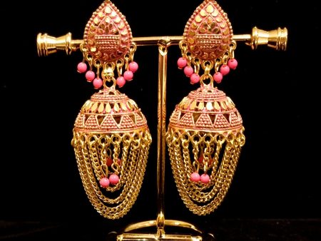 Copper gold matte finish antique earrings. Online Hot Sale