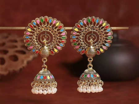 Studs Ethnic Style Hollow Out Hoop Bells Dangle Drop Peacock Tassel Earring and ring Discount