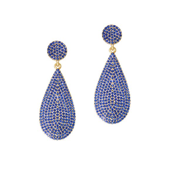 ON HOLIDAY GLAMOUR STATEMENT EARRINGS (GOLD SAPPHIRE) Supply