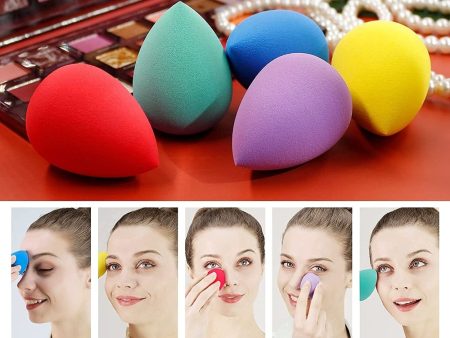 BEAKEY 5 Pcs Makeup Sponge Set, Foundation Blending Beauty Sponge, Flawless for Liquid, Cream, and Powder, Multi-colored Makeup Sponges For Discount