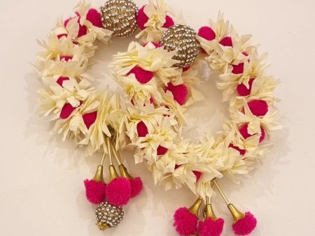 Hand Pink Artificial flower Gajra. For Discount