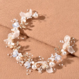 Faux white and peach pearl decor hair band Online Sale