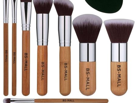 BS Mall 11 Bamboo Premium Makeup Brushes & Sponge For Cheap