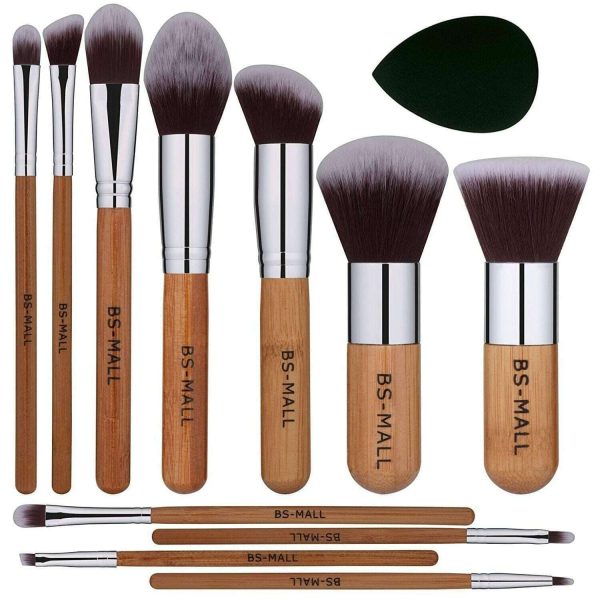 BS Mall 11 Bamboo Premium Makeup Brushes & Sponge For Cheap