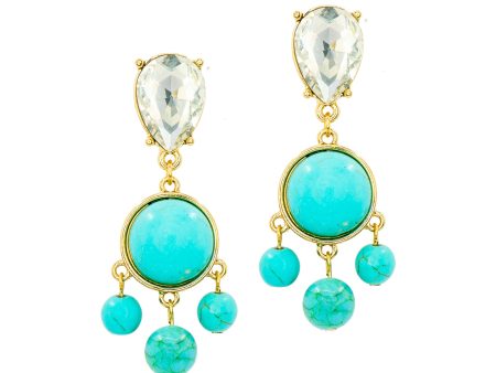 TURQUOISE GLAMOUR STATEMENT EARRINGS For Discount