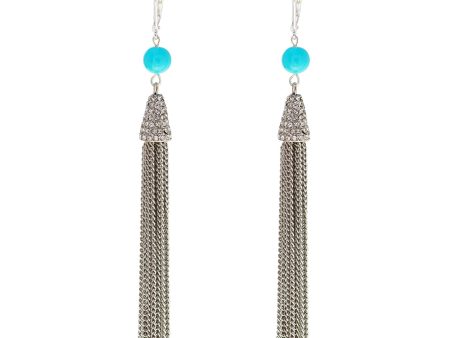 TAHITI TURQUOISE STATEMENT EARRINGS (SILVER) on Sale