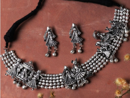 Oxidised doli baarat hall chain choker necklace set Discount