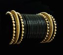 ( 2.8 ) Designer black glass bangles with pearl metal bangles and kada set Online now