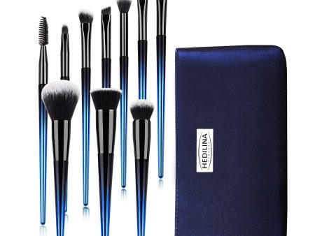 Makeup Brushes Set with a Portable Cosmetic Bag - HEDILINA 10 pcs For Cheap