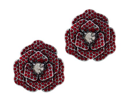 OPULENT ROSE STATEMENT EARRINGS (SIAM) Discount