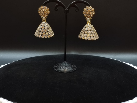 Elegant gold stone jhumki earrings on Sale