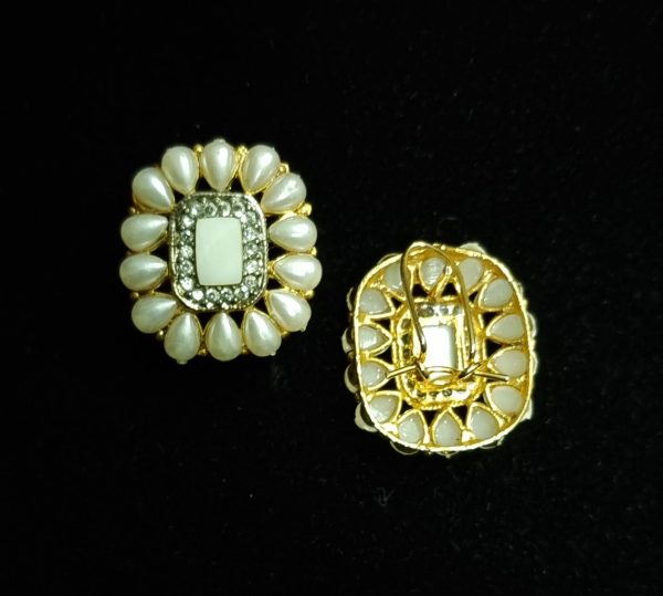 Pearl Polki Stones Studs Online Sale