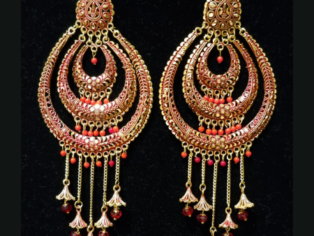 Long jhumka style earrings with tassels. Online Sale