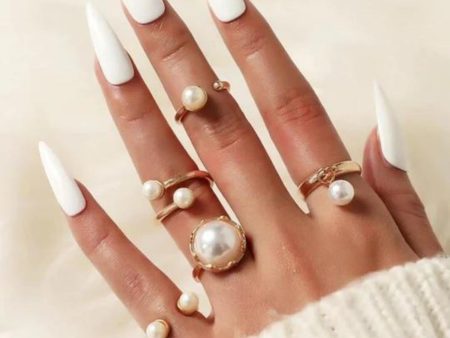 Faux Pearl Rings ( 5pcs) Online now