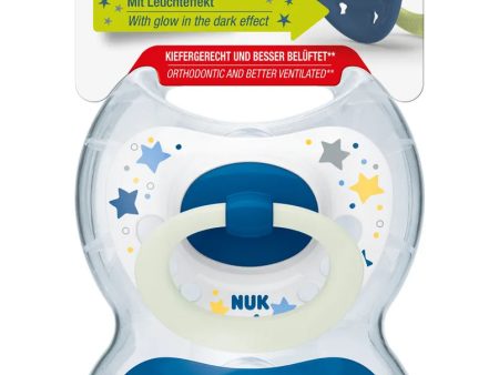 NUK Signature Night Soothers Silicone 6-18 months Blue Twin Pack Online