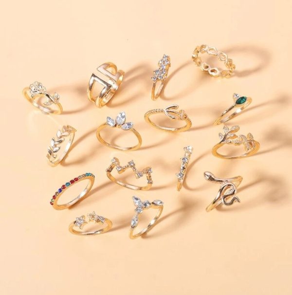 15 Pcs Rhinestone Rings. Online Sale