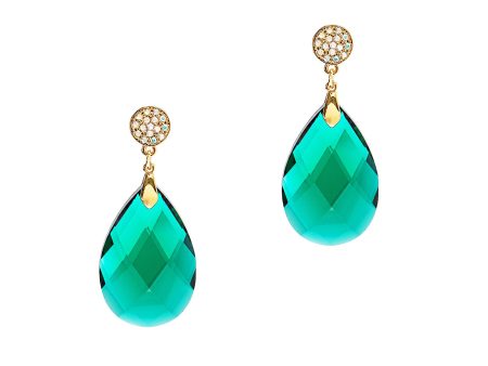 CRYSTAL DROP STATEMENT EARRINGS (EMERALD) Online