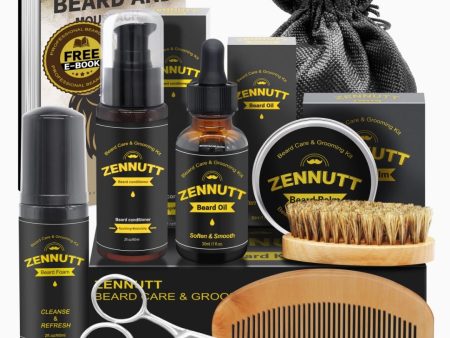 Beard Growth Kit,Beard Kit,Beard Grooming Kit w Beard Foam,Beard Conditioner,Beard Growth Oil,Beard Balm,Brush,Comb,Scissor Beard Care Kit for Men Stuff,Unique Christmas Gift Set Discount