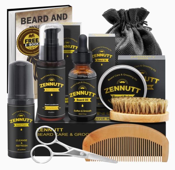 Beard Growth Kit,Beard Kit,Beard Grooming Kit w Beard Foam,Beard Conditioner,Beard Growth Oil,Beard Balm,Brush,Comb,Scissor Beard Care Kit for Men Stuff,Unique Christmas Gift Set Discount