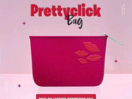 Prettyclick Pink Pu Leather Cosmetics Bag Fashion