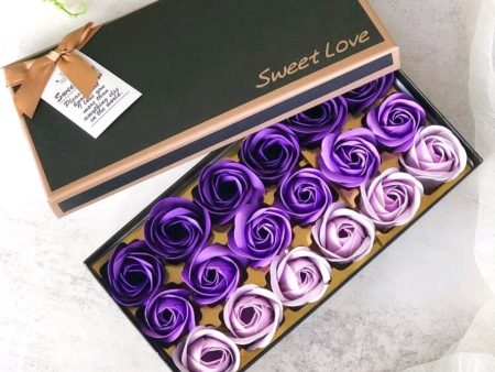 Bath Soap Rose Flower Floral Scented Rose Soap Petals Body Soap in Gift Box for Valentine s Day Anniversary Birthday Mothers Day Gifts, Gift for Her (18 Pcs Box Gradient Purple) Online now