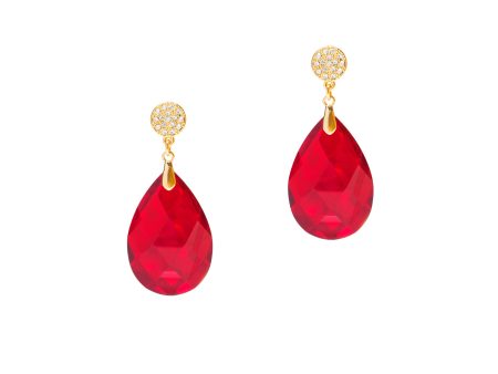 CRYSTAL DROP STATEMENT EARRINGS (RED) Hot on Sale