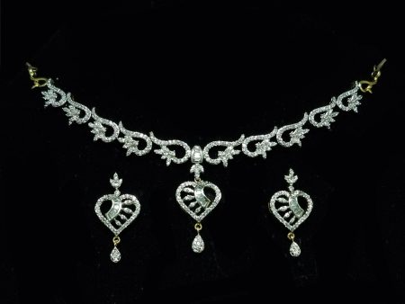 18K gold plated Marquise Cubic Zirconia Necklace Earrings Set. Online Sale