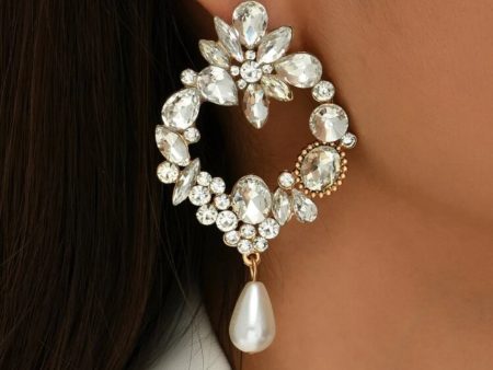 Designer Stone Faux Pearl Drop Earrings. Online Hot Sale