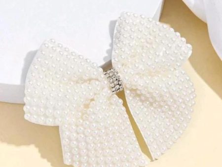 Faux Pearl Bow Hair Clip. Hot on Sale