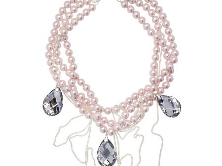 CRYSTAL CASCADE STATEMENT NECKLACE (LIGHT PINK) For Discount