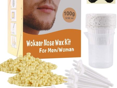 Nose Wax Kit, 100g Wax, 30 Applicators, 10 Mustache Guards Nose. Hair Removal Kits from Wokaar (15-20 Times Usage ) on Sale