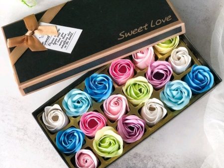 Bath Soap Rose Flower Floral Scented Rose Soap Petals Body Soap in Gift Box for Valentine s Day Anniversary Birthday Mothers Day Gifts, Gift for Her (18 Pcs Box MultiColour) Fashion