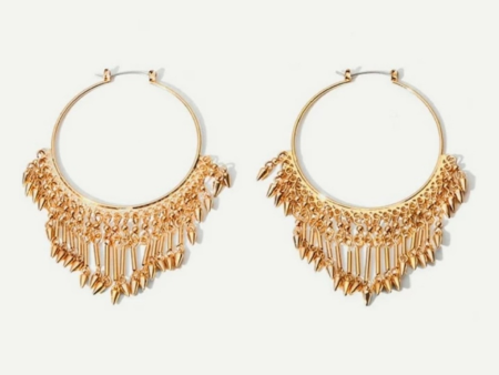 Metal bar tassel hoop earrings. Online