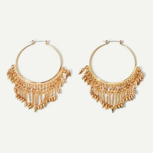 Metal bar tassel hoop earrings. Online