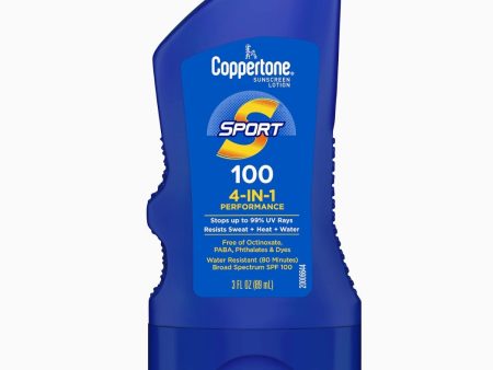 Coppertone SPORT Sunscreen Lotion SPF 100, Water Resistant Sunscreen, Broad Spectrum SPF 100 Sunscreen, 3 Fl Oz (Packaging May Vary) Hot on Sale