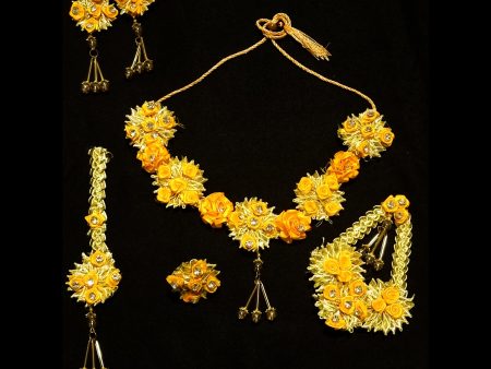 Yellow Gota Flower Jewellery set. For Discount